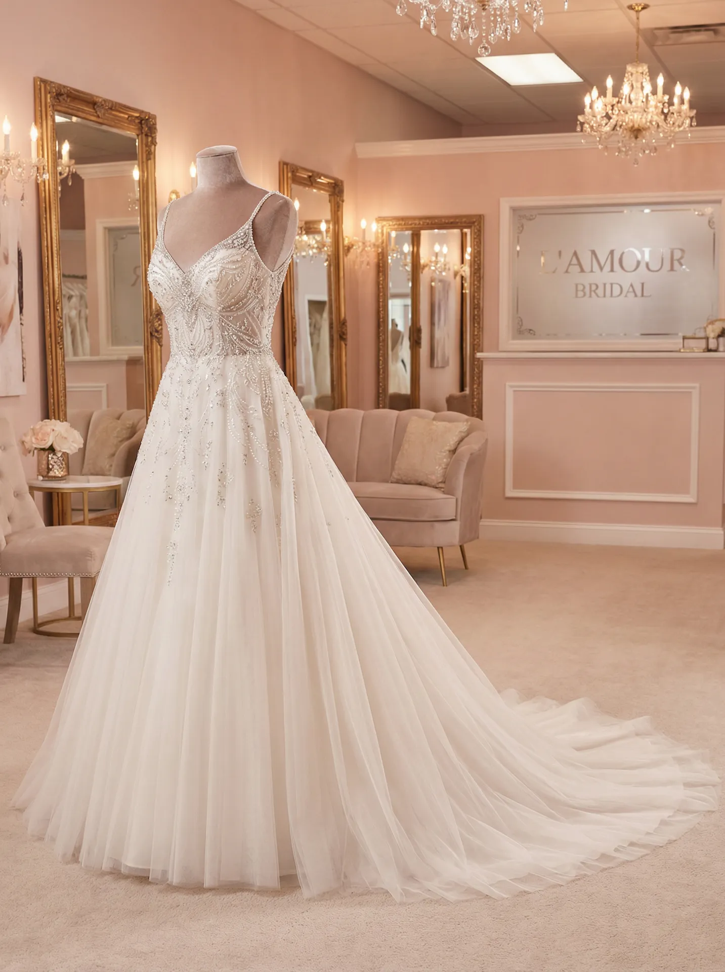 秋霞在线高清观看视频 礼服馆 - A字裙摆婚纱